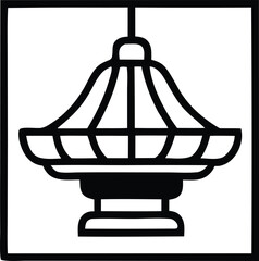 Elegant silhouette of a hanging lantern with ornate metalwork design simple icon for decorative lighting and ambiance