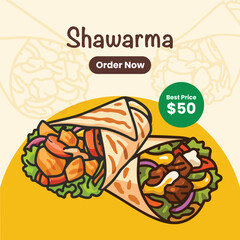 Delicious Shawarma Wraps with Fresh Ingredients Banner