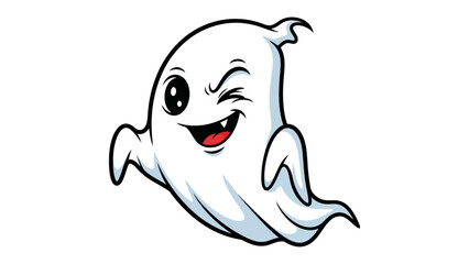 Winking Ghost's Playful Prank: A cute, animated ghost winks with mischievous charm. Capturing the spirit of Halloween and playful fun.