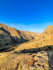 Winding road in the gorge leading to the medieval monastery of Noravank in Armenia.