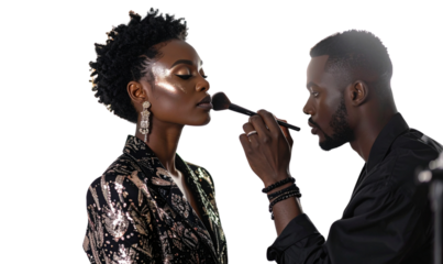 High-Fashion Beauty Shoot with Makeup Artist Adding Final Touches, Editorial Glam