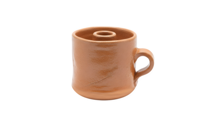 Traditional clay mug isolated on transparent background, showcasing its rustic charm and artisanal craftsmanship, perfect for warm beverages and cozy moments