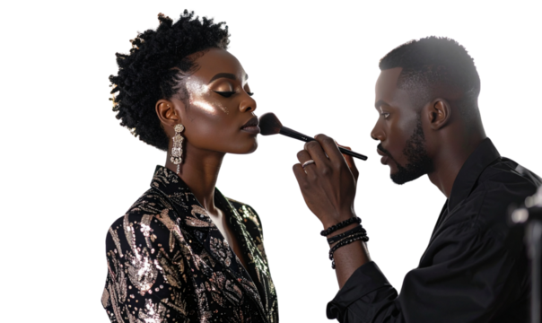 High-Fashion Beauty Shoot with Makeup Artist Adding Final Touches, Editorial Glam