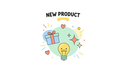 Obraz premium Exciting new product announcement with a playful and creative design elements illustration