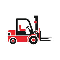 Forklift Icon Red and Black Industrial Vehicle