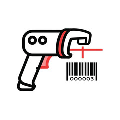 Barcode Scanner Icon with Red Laser Beam