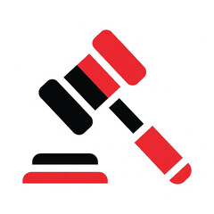 Gavel Icon Red Black Justice Law Vector