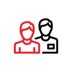 Users Icon Red and Black Outline Vector