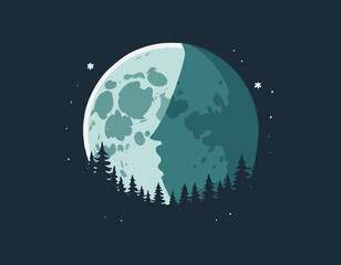 Moon in flat design style