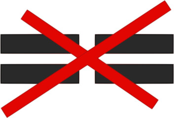 Obraz premium Red slash through double equal sign symbol silhouette isolated on white background