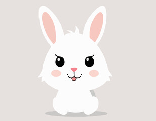 Obraz premium Albino Easter Bunny Sitting on Grass, Festive Spring Atmosphere, Charming Wildlife Illustration.