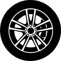 wheel of the car Vector icon illustration silhouette Graphics design image white background