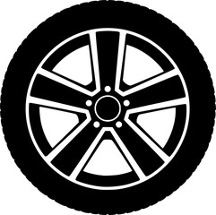 Obraz premium wheel of the car Vector icon illustration silhouette Graphics design image white background