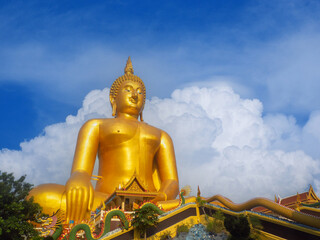 Fototapeta premium The Big Golden Buddha at Wat Muang Ang Thong Thailand.