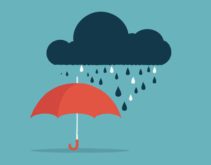 Cloud with Rain drop on umbrella