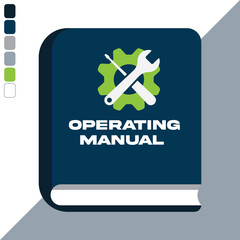 Operating Manual Book Cover Design with Tools and Gear Icon