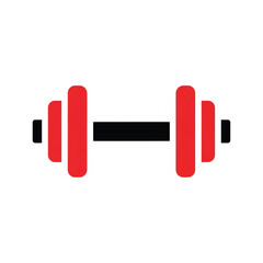 Dumbbell Icon Red Black Flat Design Vector