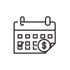 Modern Icon Vector of Calendar with Dollar Sign for Finance Deadline Reminders Minimalist Design