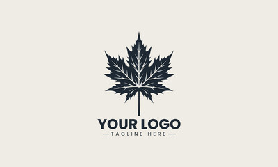 Obraz premium Prominent black vector silhouette of a detailed maple leaf showcasing autumn nature and national symbolism