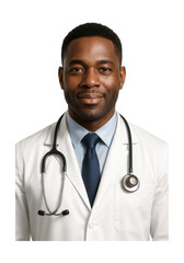 Confident African American doctor with a stethoscope.