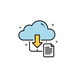 Icon Set Vector Download from Cloud Illustration in Simple Modern Style