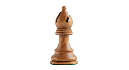 Elegant wooden bishop chess piece isolated on transparent background, a symbol of strategy and intellect in the classic game of chess