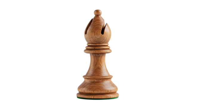 Elegant wooden bishop chess piece isolated on transparent background, a symbol of strategy and intellect in the classic game of chess - Powered by Adobe