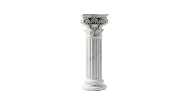 Elegant corinthian column isolated on transparent background, showcasing its intricate details and timeless architectural design, perfect for historical themes