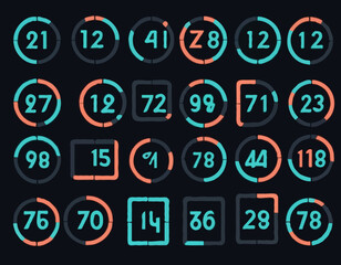 Set of Digital Clock Numerals, Modern Design Elements, Clear Display, Isolated on White Background.