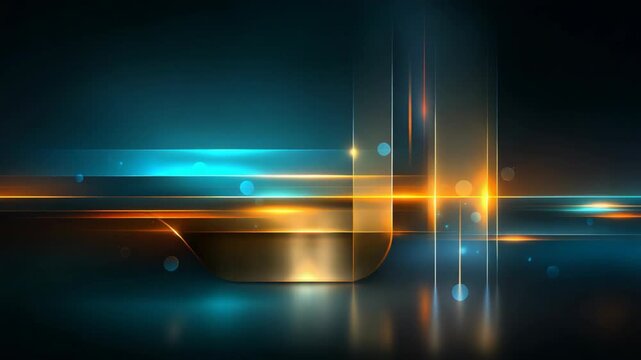 abstract background gold blue squre geometric shape futuristic technology theme with neon light glow on metallic dark background
