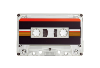 Clear cassette tape isolated for vintage, audio, music, retro, analog, recording, collectible, nostalgic, classic, and playback.