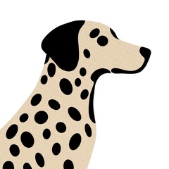Abstract Hand Drawing Cute Dalmatian Dog Portrait Placement Print Vector Pattern Isolated Background