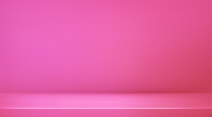 Fototapeta premium Pink soft studio room. Limbo light background. Abstract 3d candy backdrop for product presentation. Minimal wall scene bg. Showcase, promotion display. Vector stage mockup illustration