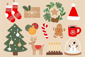 クリスマスのアイテムポストカード