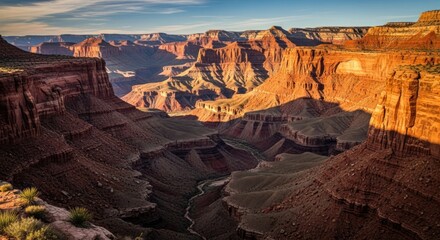 Magnificent vista of the Grand Canyon landscape showcasing its geological formations and vastness