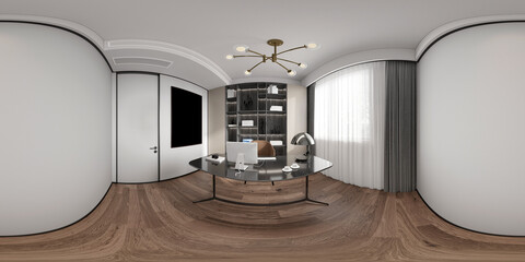 3d render modern study room