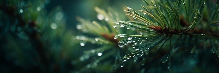 Tree branch with raindrops on it