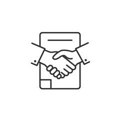 Illustration Vector of Two Handshake on Document Icon in a Modern Minimalist Style