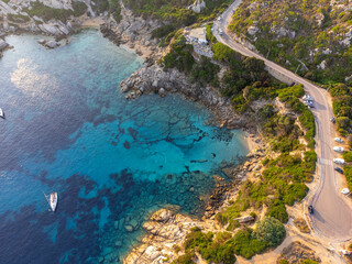 Aerial view of Cala Spinosa beach in Capo Testa