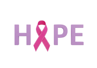 Hope with Pink Ribbon for Breast Cancer Awareness and Support on White Background