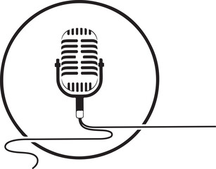 Vintage microphone icon isolated on white background