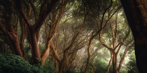 Fototapeta premium Forest with trees that are tall and green