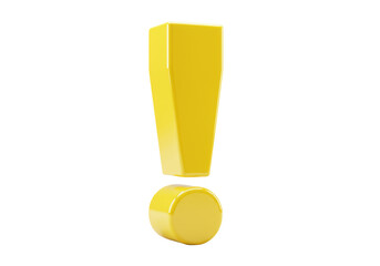 Yellow exclamation mark PNG isolated on transparent background, attention sign for graphic design and web use