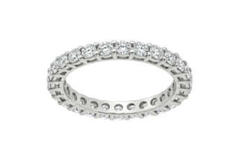 Eternity ring with diamonds isolated on transparent background, elegant jewelry for wedding and anniversary gift PNG