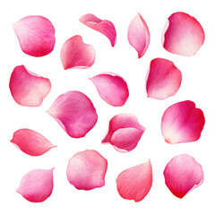 Fototapeta premium Watercolor valentine pink rose petal isolated on white background delicate floral romantic design for love celebration and wedding decoration