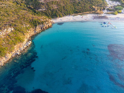 Aerial view of the beautiful Marmorata beach