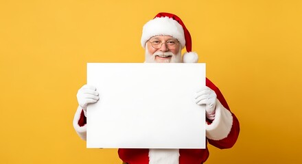 Santa Showing White Poster for Holiday Promotion