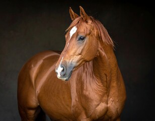 Obraz premium Close-up portrait of a chestnut horse