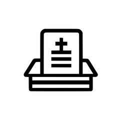Obraz premium Vector illustration of paper document featuring tombstone and grave symbol in minimal design