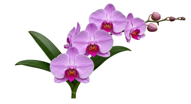 Elegant pink orchid flowers isolated PNG, delicate floral arrangement for wedding invitations and botanical designs - Powered by Adobe